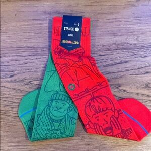 Stance Vibrant Red and Green Home Alone Graphic Socks